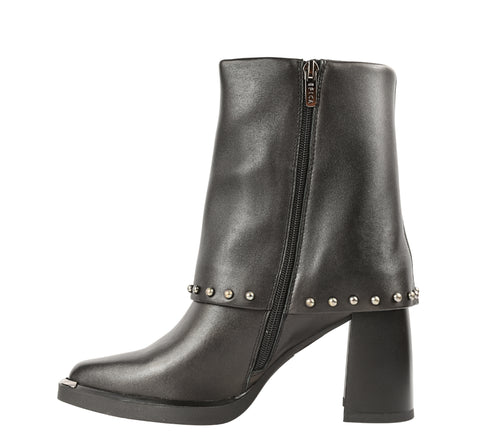 Ghete elegante, dama, EPICA, V1244-S791 negru, piele naturala, cu toc